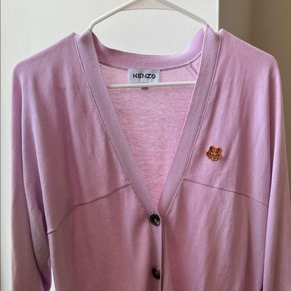 Kenzo Light Purple Cardigan with Tiger Emblem